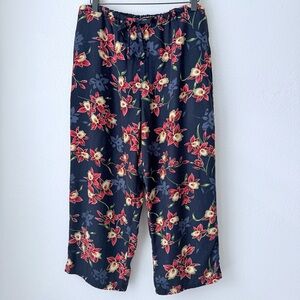 Vintage 90s Island Traders Tropical Orchid Cropped Pants-Size Large - 100% Rayon
